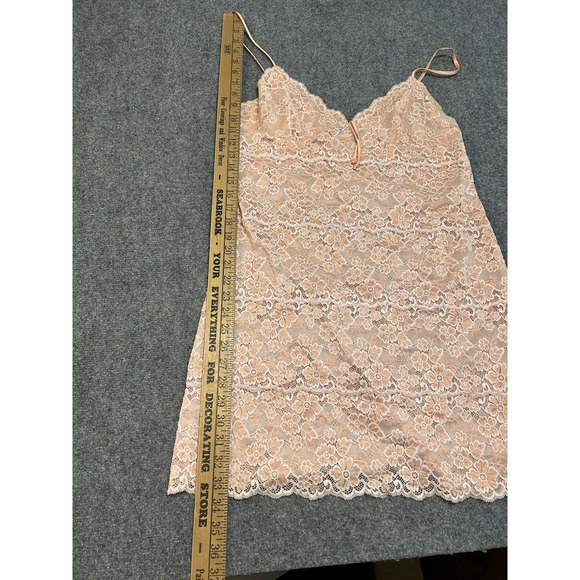 Via Nicci Romantic Nude Beige Floral Lace Slip dress‎ sheer lingerie size large - Picture 3 of 11